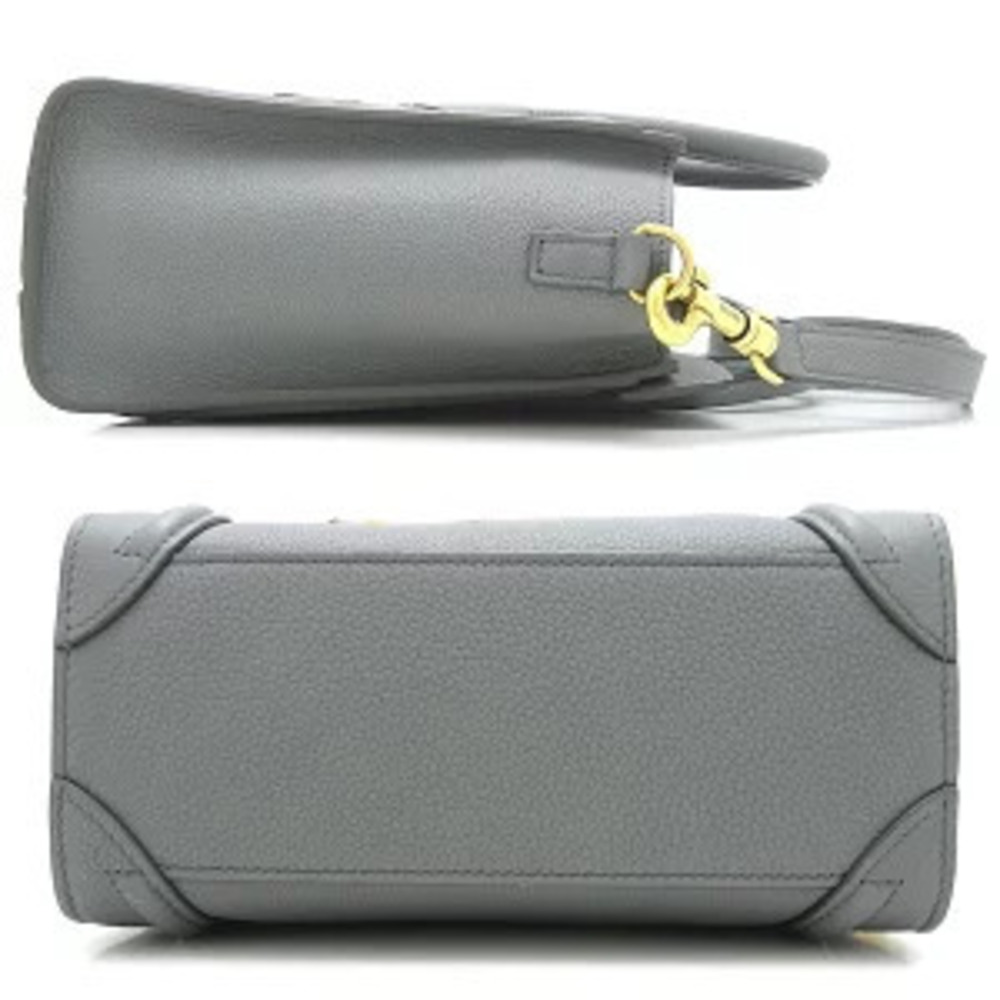 Celine Baby Luggage Gray Drummed Calfskin Coal Bag